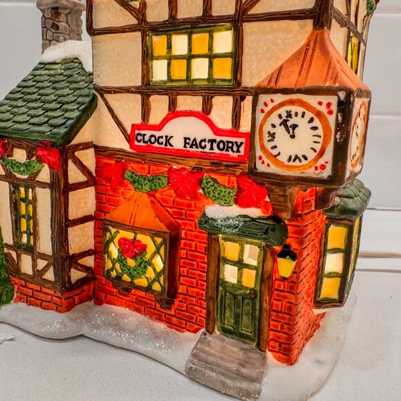 1997 Vintage, Trim A Home, Bayberry Village Clock Factory Lit House w/ Cord, Box - Picture 5 of 11